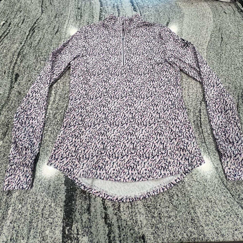 Patterned Long Sleeve Quarter-Zip Golf Top